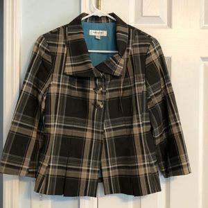Isaac Mizrahi brown plaid jacket.
